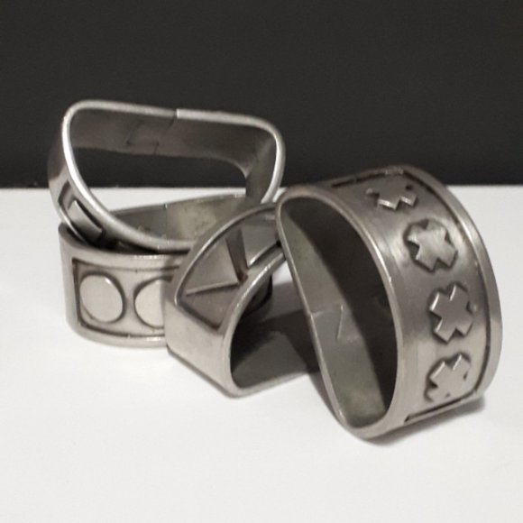 Aitkens Pewter Napkin Rings Vintage Geometric Tableware - Picture 4 of 7